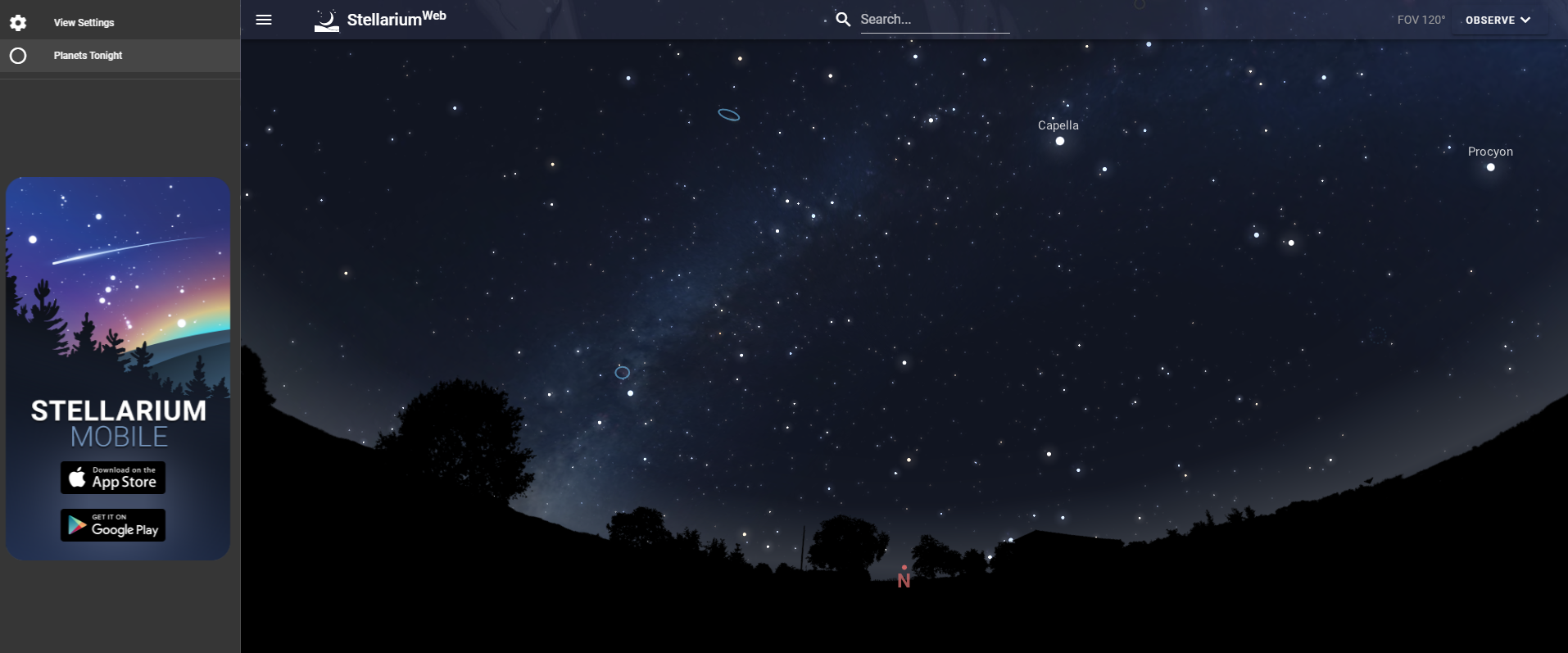 Stellarium Web_3D 环绕在线星系图